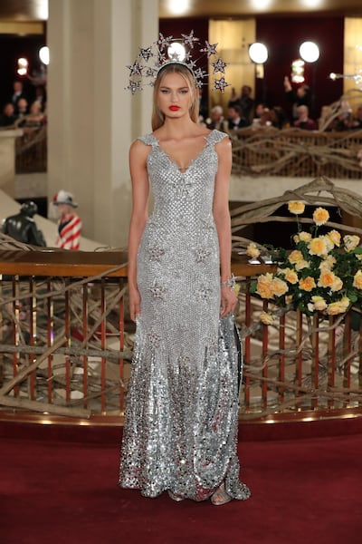 Inspired by the city below, the collection was filled with familiar elements, including street signs and the Statue of Liberty Courtesy Dolce&Gabbana