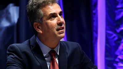 Eli Cohen gave a speech after a handing-over ceremony and taking office as Israel's Foreign Minister. Reuters