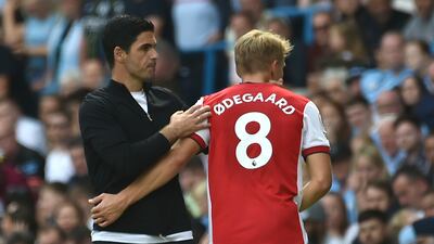 Arsenal manager Mikel Arteta needs results to justify his big signings, among them midfielder Martin Odegaard. AP