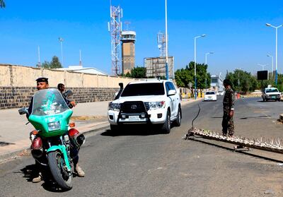 The motorcade of UN special envoy for Yemen Martin Griffiths following his arrival at Sanaa International airport on his third trip to Yemen this month, January 28. AFP
