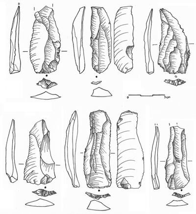 Drawings of stone tools found at Jebel Faya. Photo: Mojdeh Lajmiri