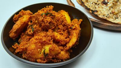A dish of curry leaf potatoes served at Sona.