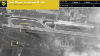 A satellite image shows damage at Aleppo airport in northern Syria after several Israeli strikes on August 31, 2022. AFP