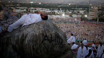 Muslim pilgrims gather on Mount Arafat during the annual haj pilgrimage, outside the holy city of Makkah. Suhaib Salem / Reuters