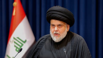 Moqtada Al Sadr gives a speech criticising violence on the streets of Baghdad from his home in Najaf. AP