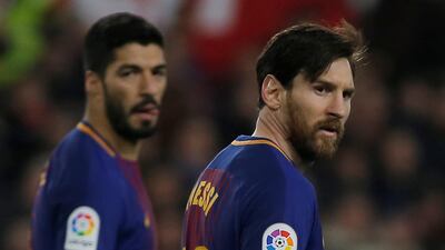 Luis Suarez, left, and Lionel Messi both scored for Barcelona in their rout of Roma in the Champions League three years ago and they will hope for more of the same when they face the Italian side on Wednesday. Jon Nazca / Reuters