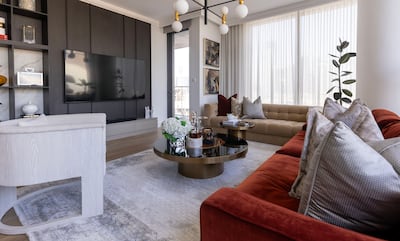 The light and bright living space at the apartment in Boulevard Point. Chris Whiteoak / The National