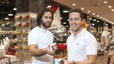 Antonio Le Pore, left and Gareth Pierce, co-founders of the protein ice-cream brand Whey2Go. Antonie Robertson / The National