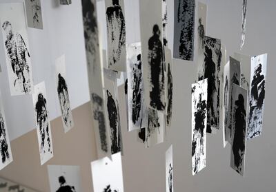 Nujoom Alghanem's installation hangs in the stairwell of Maraya Art Centre.