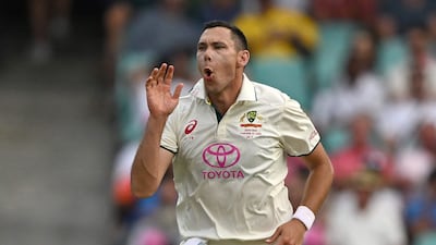 Australia’s Scott Boland after a delivery on day two. AFP