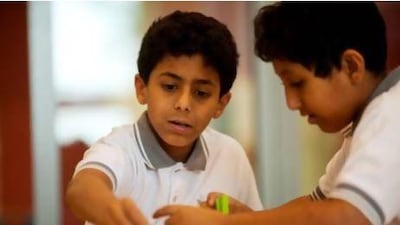 Pupils at Mubarak bin Mohammed school, one of five government schools opened in Abu Dhabi in January last year. Christopher Pike / The National