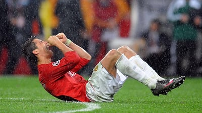 Manchester United's Cristiano Ronaldo celebrates afterthe match.