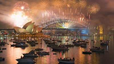 New Year's Eve fireworks over the Opera House and Harbour bridge, Sydney, New South Wales, Australia. Getty Images