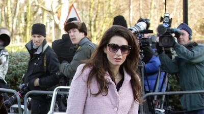 Amal Clooney arrives for the hearing of WikiLeaks founder Julian Assange at Belmarsh Magistrates Court, London, on August 2, 2011. Getty Images