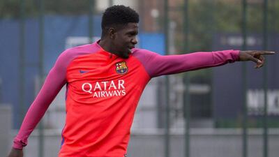 FC Barcelona defender Samuel Umtiti at training. Quique Garcia / EPA