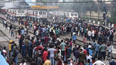 Protesters block railway tracks in Secunderabad. Reuters