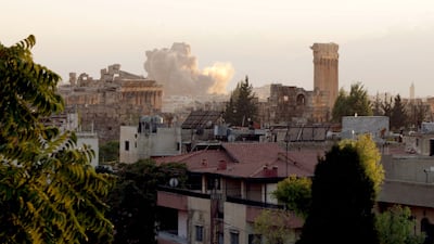 Smoke billows from the site of an Israeli air strike on the Lebanese city of Baalbek last week. AFP