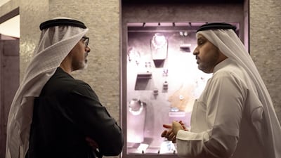 Sheikh Khaled views one of the displays