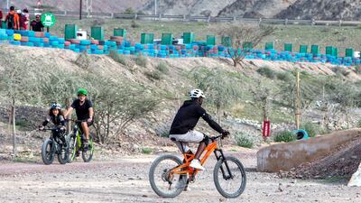 Mountain biking at Hatta Wadi Hub. Leslie Pableo for The National