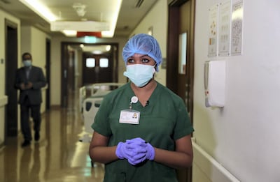 Jemy Joseph outside the ICU ward at Prime Hospital. Pawan Singh / The National