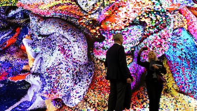An AI-generated artwork by Turkish-American media artist Refik Anadol on display at the World Economic Forum in Davos. EPA