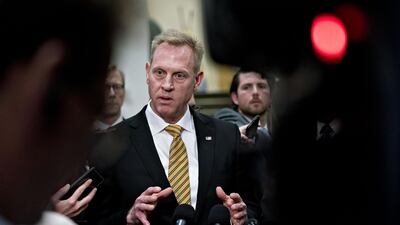 Patrick Shanahan, acting US Secretary of Defense, speaks to members of the media after a briefing on Iran by Secretary of State Mike Pompeo in the basement of the US Capitol in Washington. Bloomberg