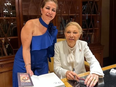 Nasrin Rooshan met former Queen of Iran Farah Pahlavi at the Shah’s commemoration event in 2023. Photo: Arash Asiabi