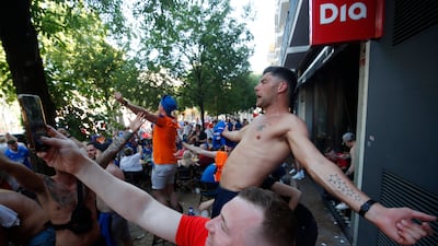 Glasgow Rangers supporters in downtown Seville. AP
