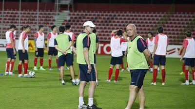 Guangzhou Evergrande head coach Luiz Felipe Scolari leads a training session ahead of the Asian Champions League final. Ali Haider / EPA
