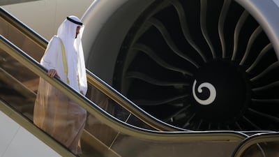 Sheikh Mohamed bin Zayed arrives at Queen Alia Airport in Amman, Jordan. Andre Pain / EPA