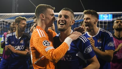 Dominik Livakovic of Dinamo Zagreb celebrates. Getty