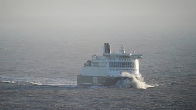 A DFDS ferry arrives at the Port of Dover in Kent during the aftermath of the storm. PA