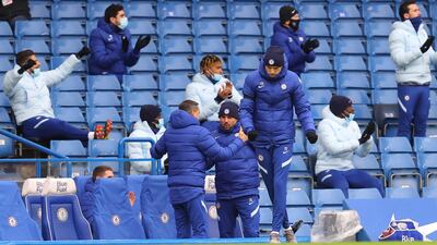 Chelsea manager Thomas Tuchel celebrates after Cesar Azpilicueta scored the first goal of the German's reign at Stamford Bridge. Reuters