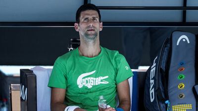 Novak Djokovic takes part in a practice session before the Australian Open in Melbourne on January 13, 2022. AFP