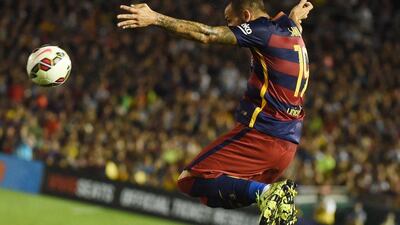 Sandro Ramírez of Barcelona controls the ball against the LA Galaxy in his side's pre-season tour match victory on Tuesday. Mark Ralston / AFP