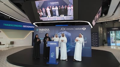 The Abu Dhabi Securities Exchange and the Bahrain Bourse simultaneously held a launch ceremony for the Tabadul Exchange Hub. Photo: ADX