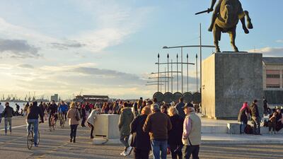 A statue of Alexander the Great presides over the New Waterfront. Courtesy Carlo Raciti