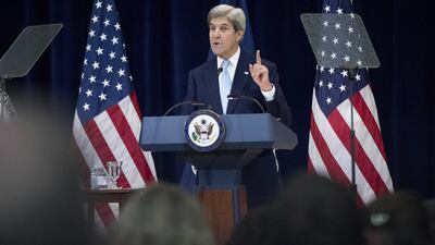 US secretary of state John Kerry speaks at the State Department on December 28, 2016. Andrew Harnik / AP