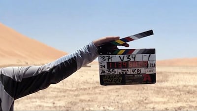 Handouts stills from a four-minute clip from Star Wars: The Force Awakens that J.J. Abrams showed at Comic Con San Diego that highlight the filming in Abu Dhabi last year. Courtesy Lucasfilm