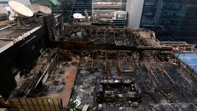 A general view of the restaurants destroyed in a fire in Mumbai, India on December 29. Reuters