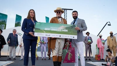 Style Stakes Best Dressed Man runner-up, Myles Hamby, at the Dubai World Cup on March 30, 2019. Twitter / Meydan Style