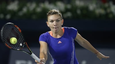 Simona Halep in action during the Dubai Duty Free Tennis Championships final on Feburary 21. Ali Haider / EPA