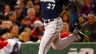 Carlos Gomez has played a large part in the surprise package that is the Milwaukee Brewers so far at the start of the season. Jared Wickerham / AFP