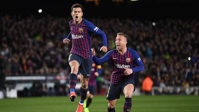 Barcelona's Philippe Coutinho celebrates scoring the opening goal. Getty Images