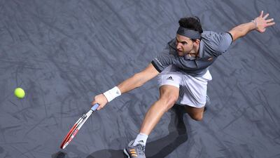 Dominic Thiem on his way to victory over Milos Raonic at the Paris Masters. AFP