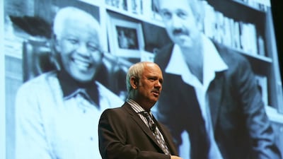 Christo Brand, Nelson Mandela’ s prison guard, speaking about his friendship with the South African statesman, at the BOLDtalks event at Dubai Community Theatre and Arts Centre on March 22, 2014. Pawan Singh / The National