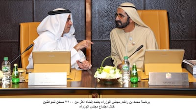 The Vice President, Prime Minister and Ruler of Dubai, Sheikh Mohammed bin Rashid Al Maktoum, pictured with General Sheikh Saif bin Zayed Al Nahyan, Deputy Prime Minister and Minister of the Interior. Courtesy: Wam