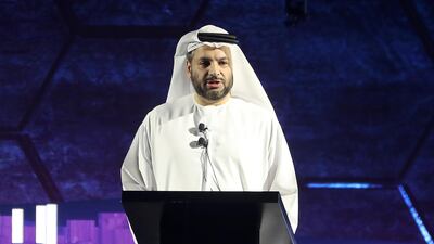 Faisal Al Bannai, chief executive of EDGE, speaking during the launch at the St Regis Saadiyat Island Resort in Abu Dhabi. Pawan Singh / The National