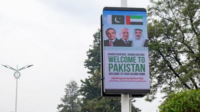 A poster welcoming Sheikh Khaled