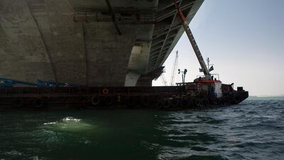 Construction of the Sheikh Zayed Bridge before its inauguration in November 2010.